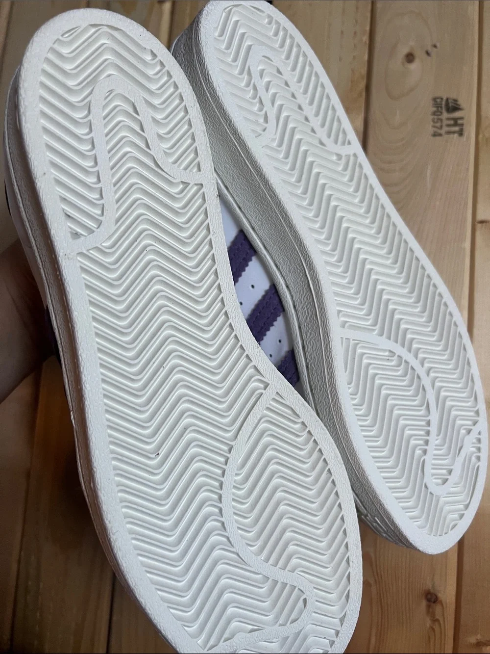 adidas White Sneakers with Purple Three-Stripes
